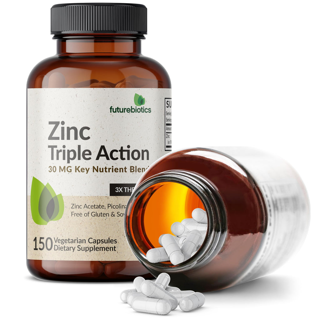 Futurebiotics Zinc Triple Action 30mg Immune Support - 150 Vegetarian Capsules - image 6