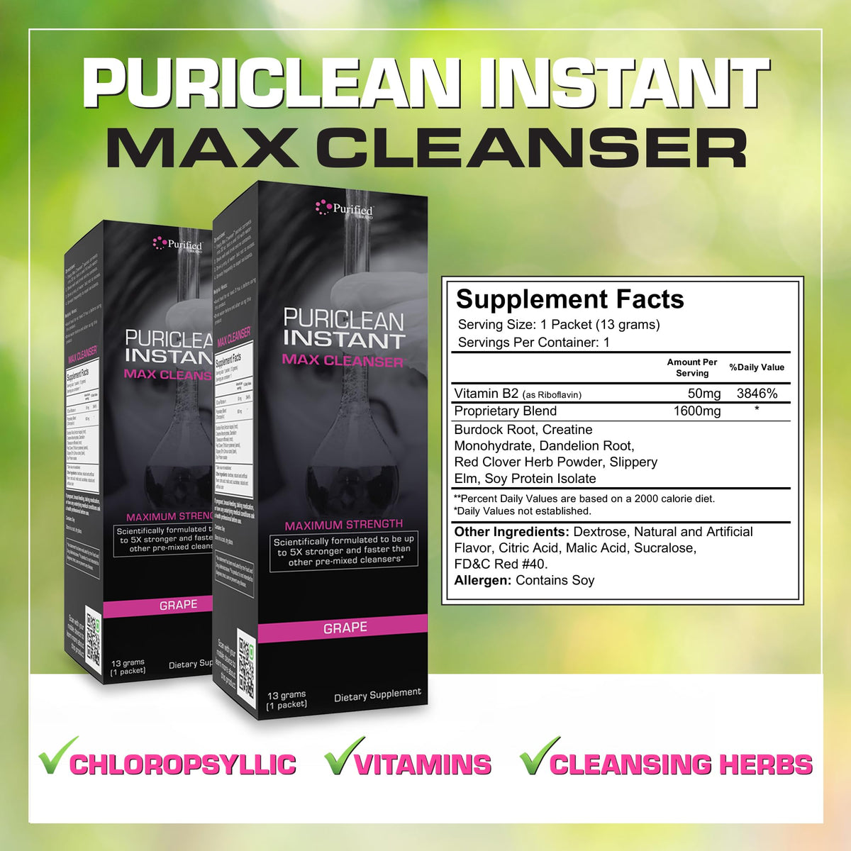 Wellgenix Puriclean Instant MAX Cleanser - Herbal Cleanse Detox - One