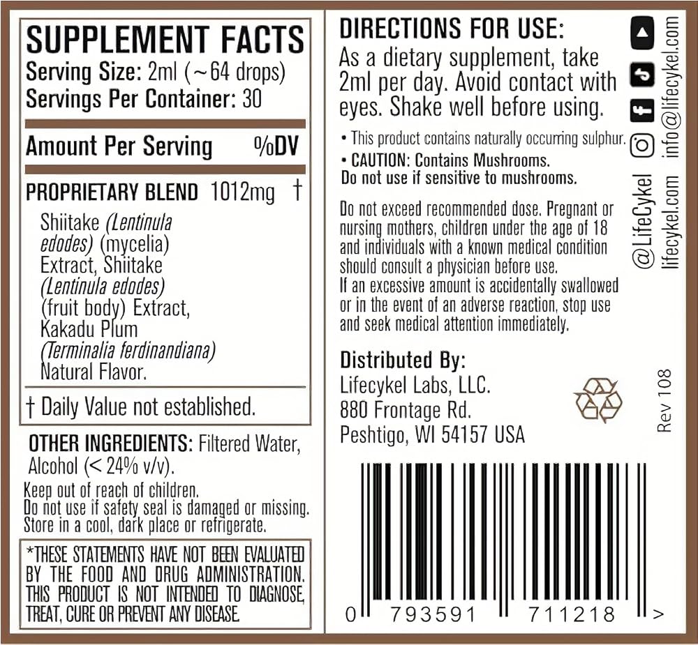Life Cykel Shiitake Mushroom Extract with Kakadu Plum - 2 Fl Oz - image 5