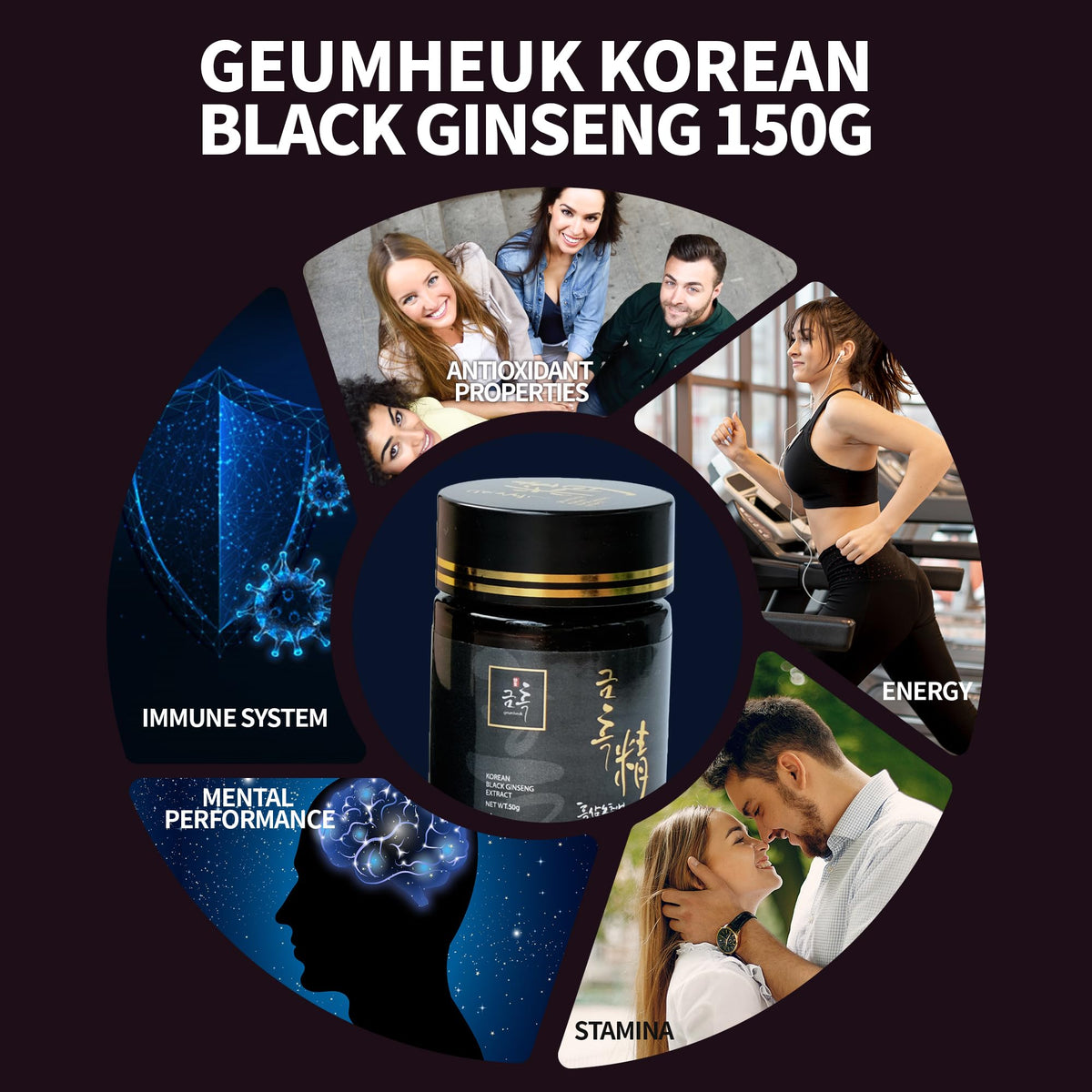 GeumHeuk Korean Black Ginseng Extract 100g - 2 x 50g Jars - image 3