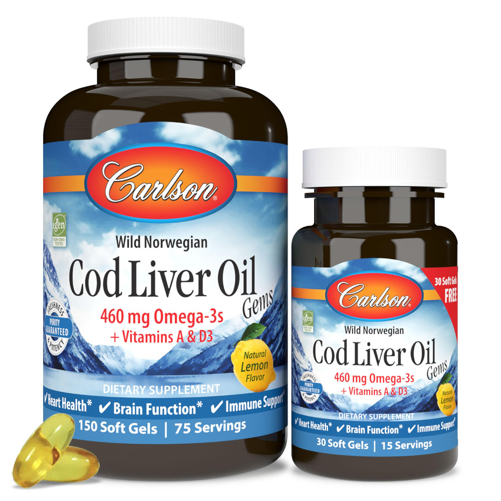 Carlson Cod Liver Oil Gems Omega-3 460 mg - 150 Softgels