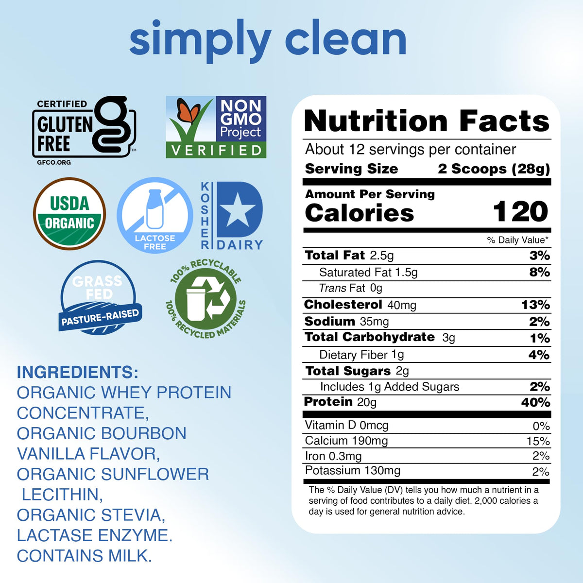 Simply Tera's Lactose Free Organic Whey Protein Bourbon Vanilla - 12 Oz - image 2