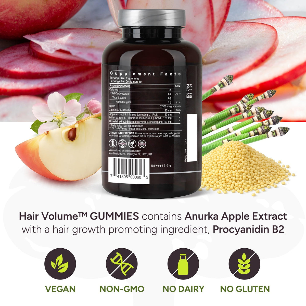 NEW NORDIC Hair Volume Daily Biotin Support Gummies - 60 Count - image 4