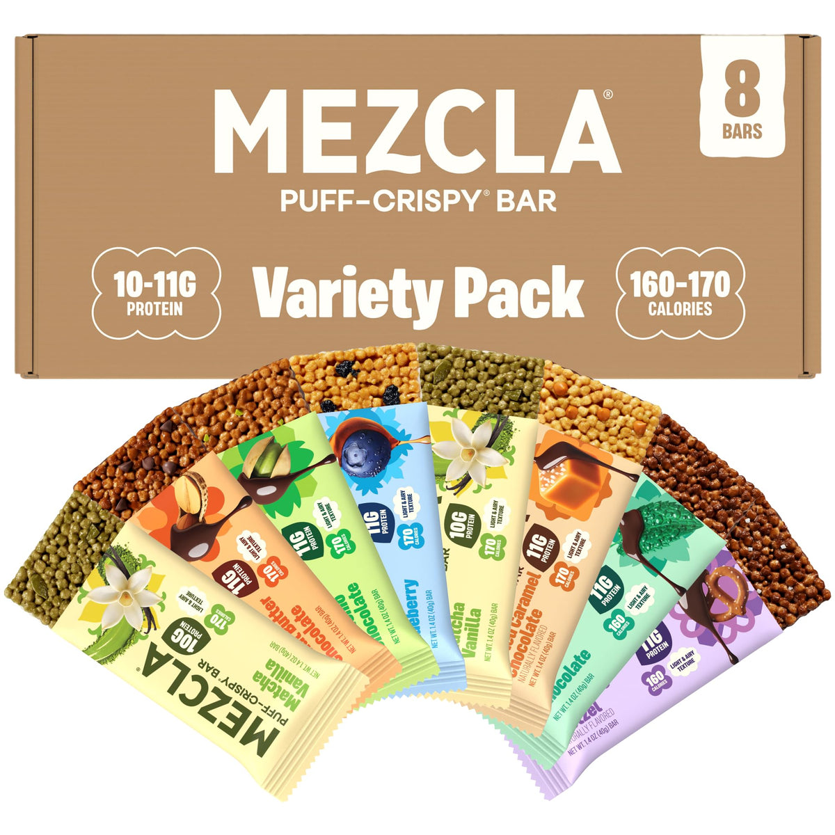 Mezcla Variety Pack Plant Based Pea Protein Snack Bars - 8 Count