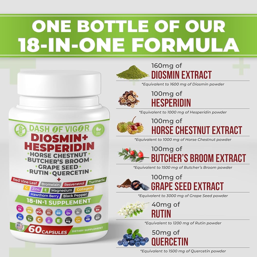 Dash of Vigor 18-in-1 Diosmin Hesperidin Supplement - 60 Capsules - image 3