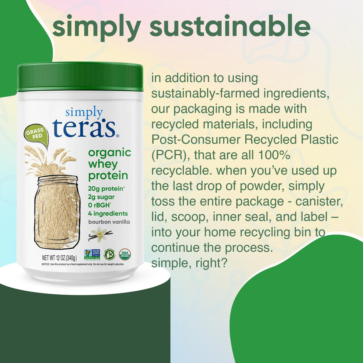 Simply Tera's Organic Whey Protein Powder Bourbon Vanilla - 12 Oz - image 6