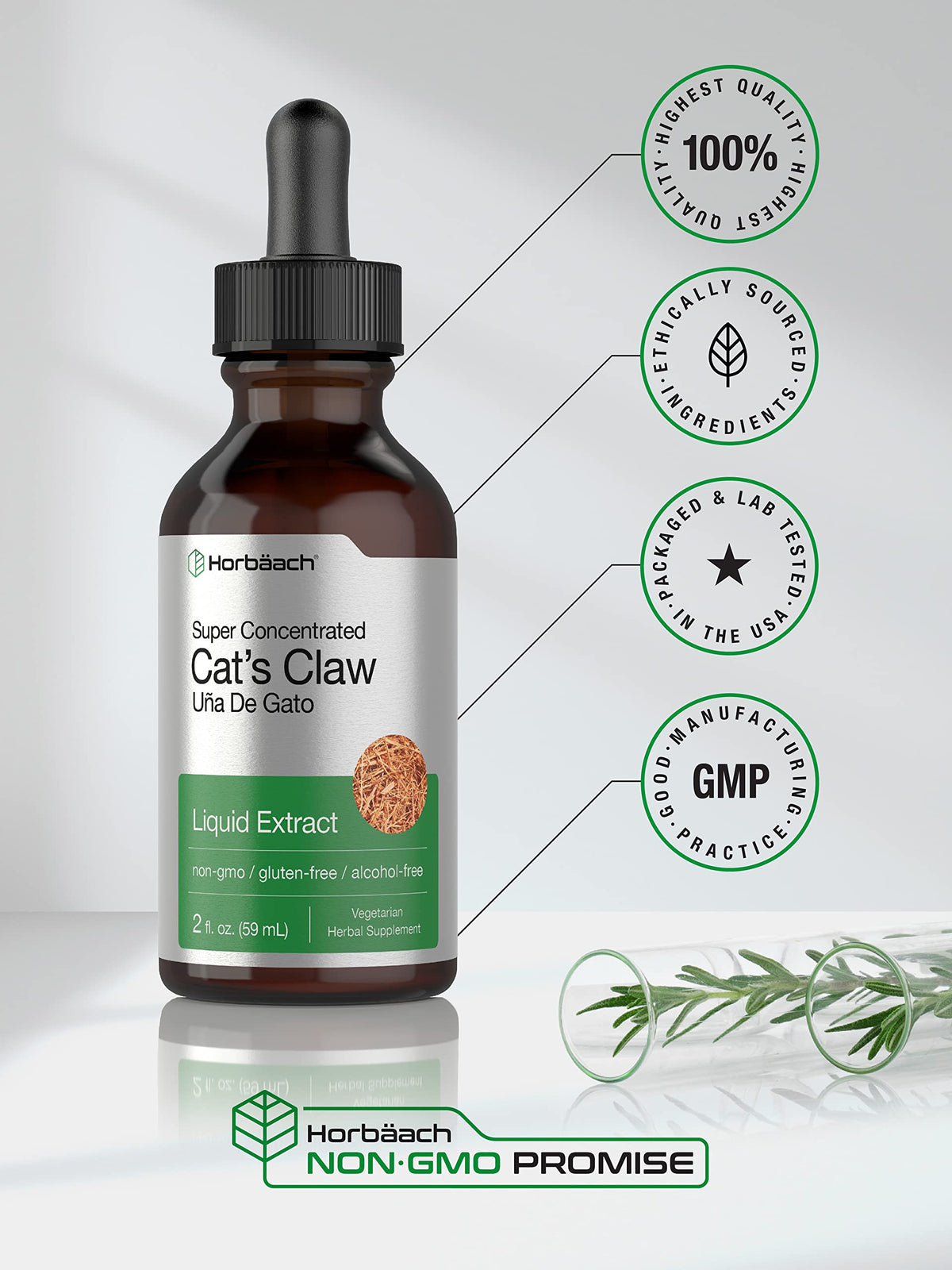 Horbäach Cat's Claw Herb Extract Tincture Alcohol Free - 2 Fl Oz - image 5