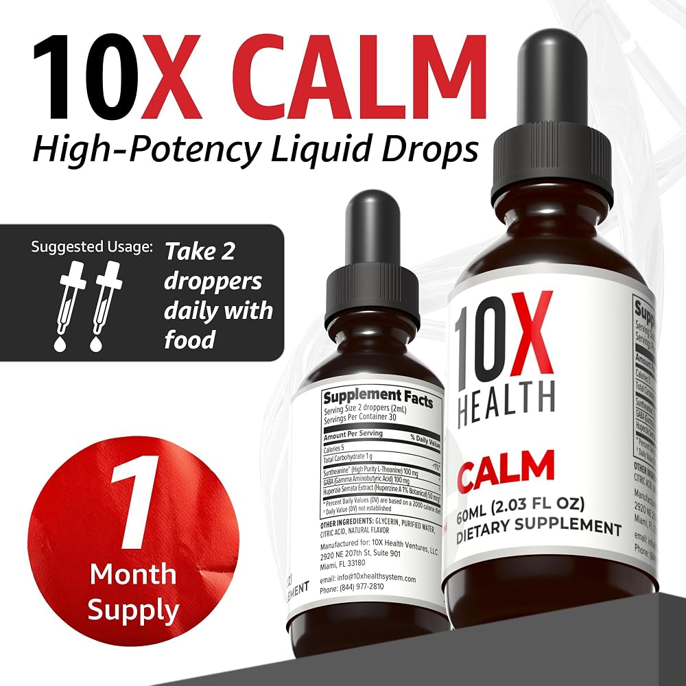 10X Health Calm Drops L-Theanine & GABA - 2.03 Fl Oz - image 5