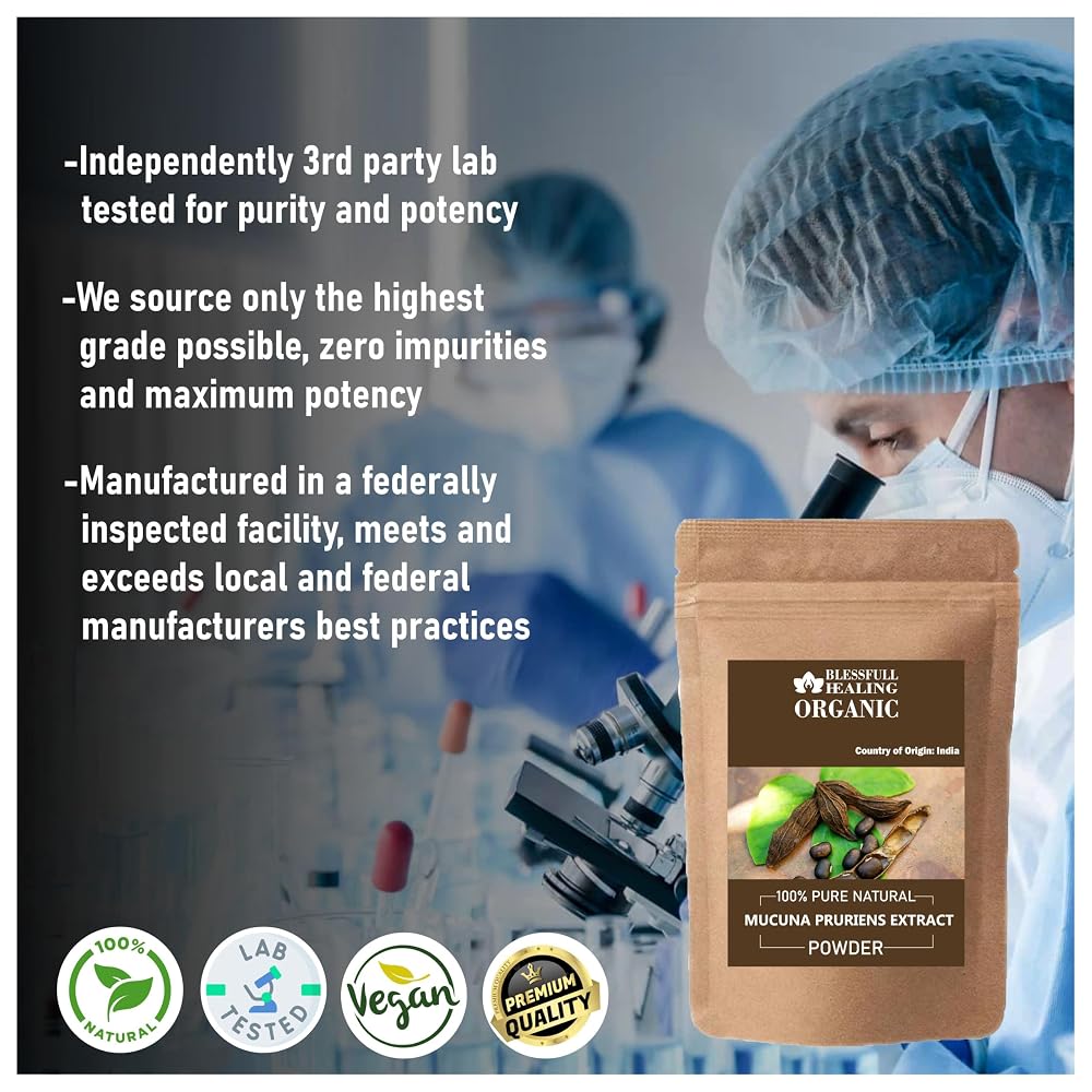 Blessfull Healing Organic Mucuna Pruriens Extract Powder - 300g - image 3