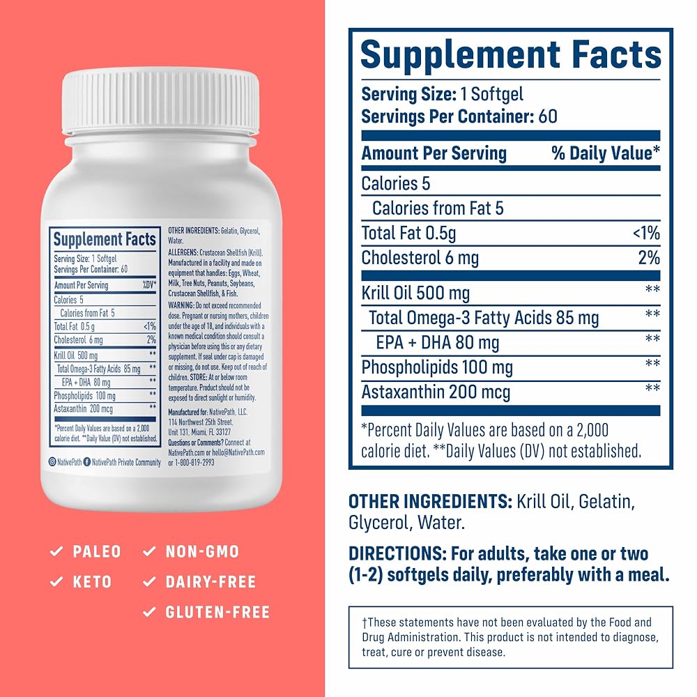 NativePath Antarctic Krill Oil 500mg Omega-3 - 60 Softgels - image 6