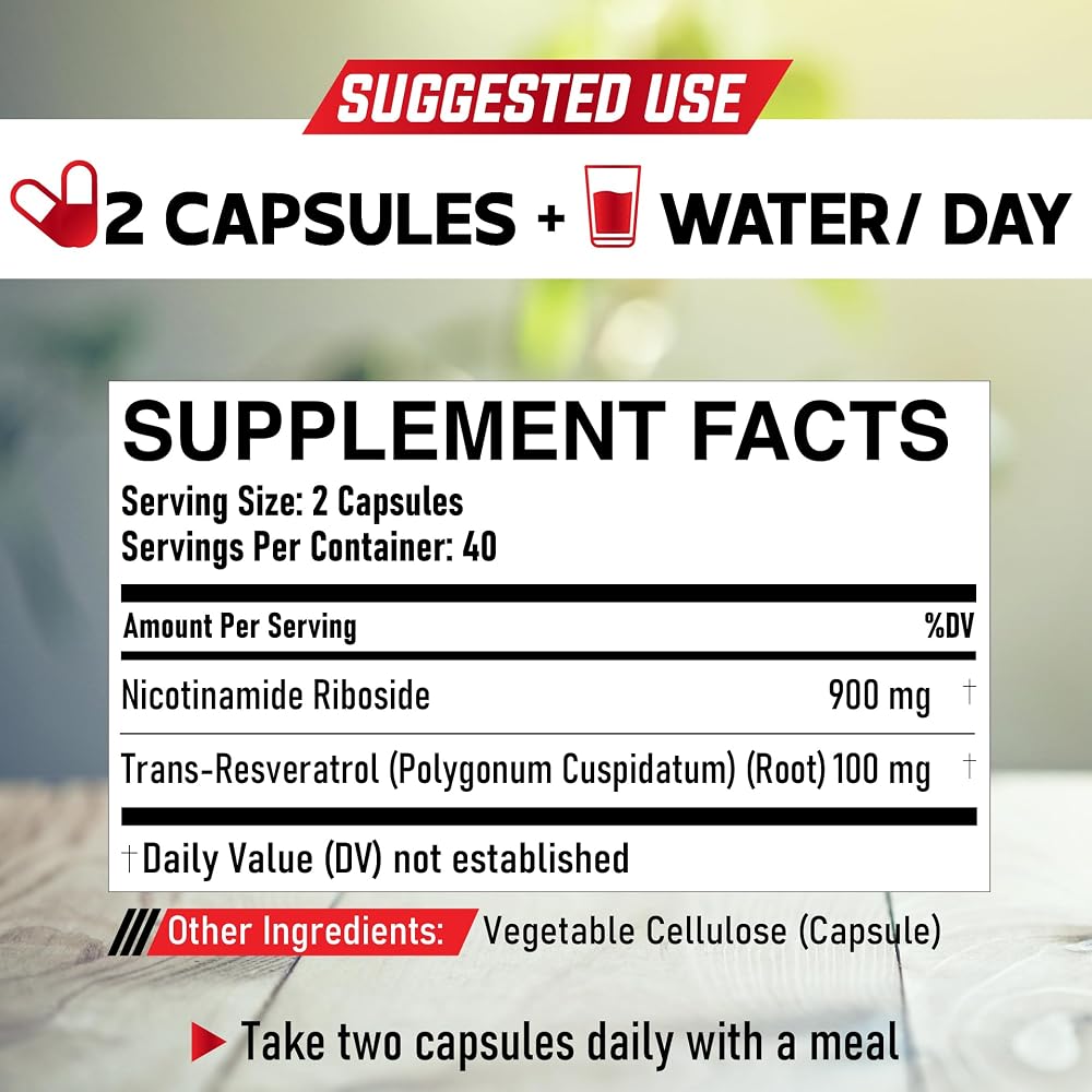 DEDICAD NAD Nicotinamide Riboside Resveratrol - 80 Capsules - image 2