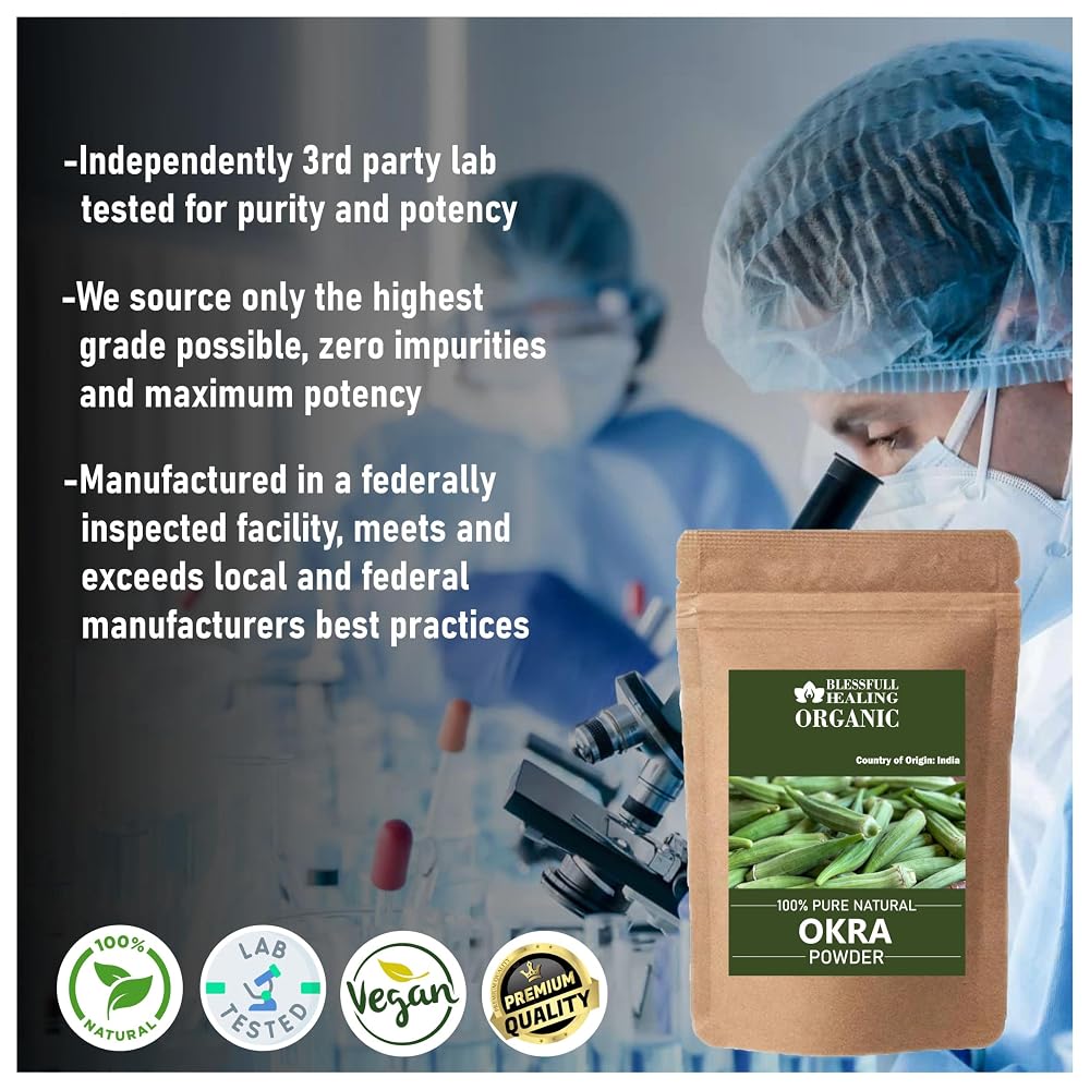 Blessfull Healing Organic Okra Powder 100% Pure Natural 200 Gram /