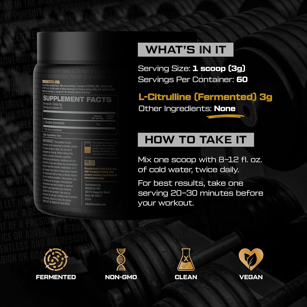 HOSSTILE Citrulline Fermented L-Citrulline Powder - 60 Servings - image 3