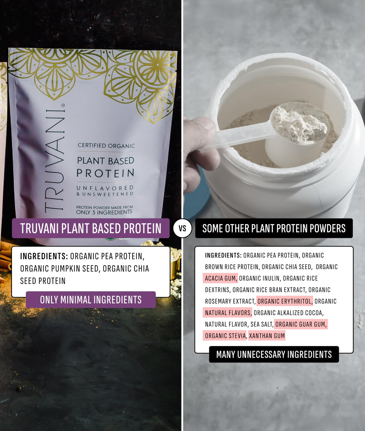Truvani Organic Plant Based Protein Powder