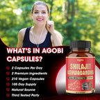 agobi Shilajit & Ashwagandha Supplement 600mg - 210 Capsules - image 5