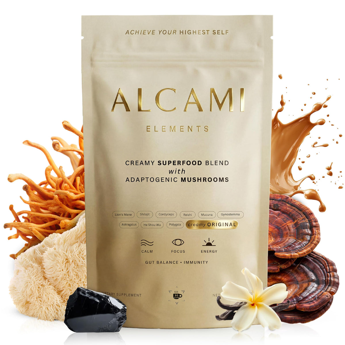alcami elements Mushroom Coffee Enhancer Powder - 30 Servings
