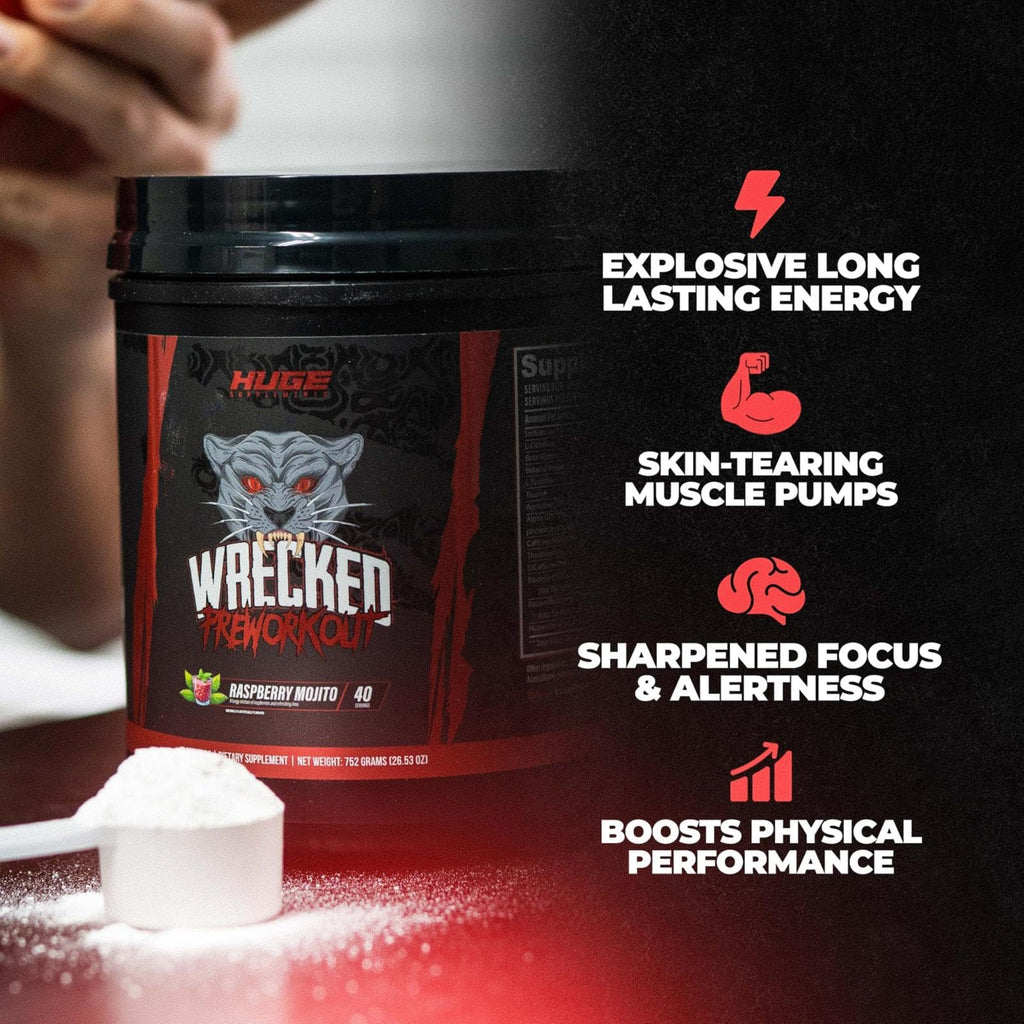 Huge Supplements Wrecked Pre Workout, Advanced Formula, Boosts