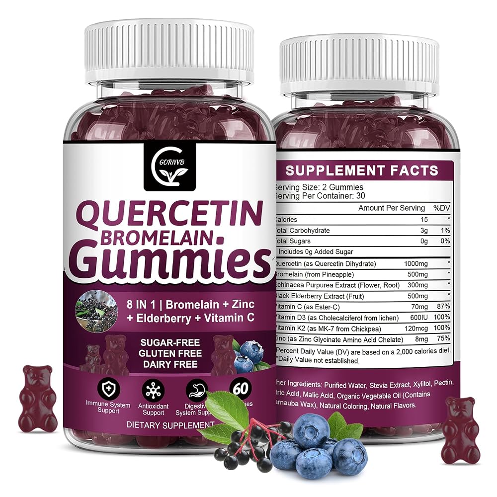 GORNVB Quercetin Gummies - Quercetin with Bromelain 1000mg