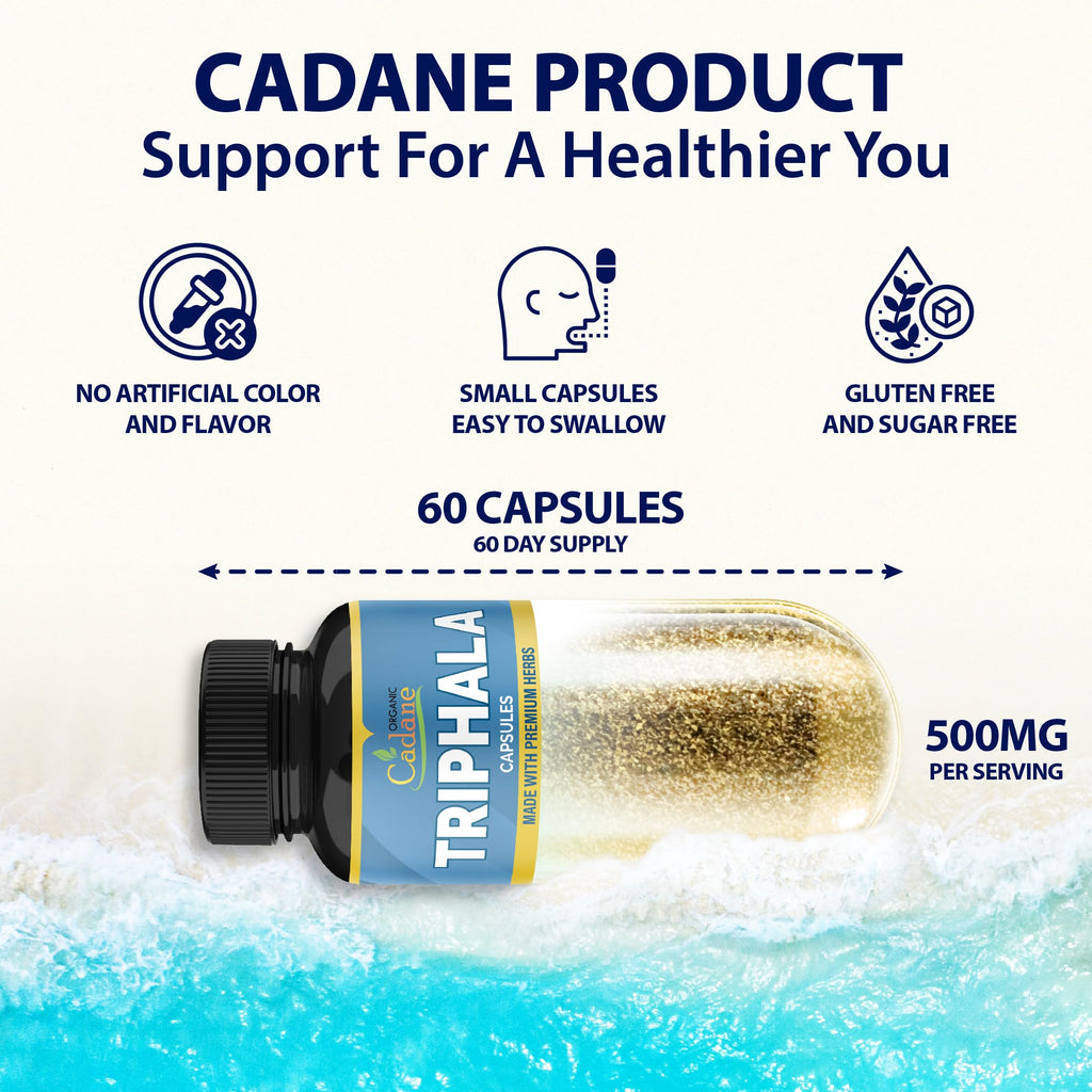 Organic Cadane Triphala Extract with Turmeric & Ginger - 60 Capsules - image 2