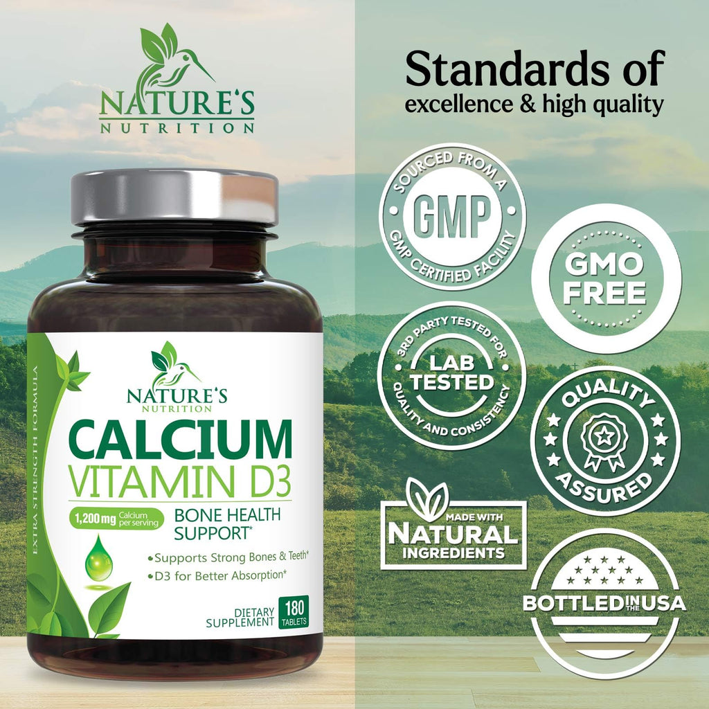Nature's Nutrition Calcium 1200 mg with Vitamin D3 - Premium Bone