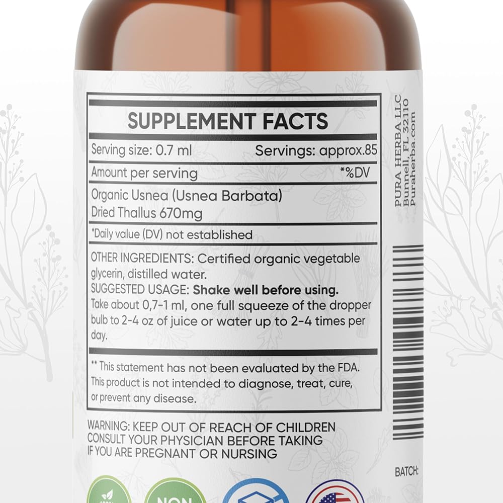 Pura Herba Organic Usnea Liquid Drops Immune Support - 2 Fl Oz - image 5