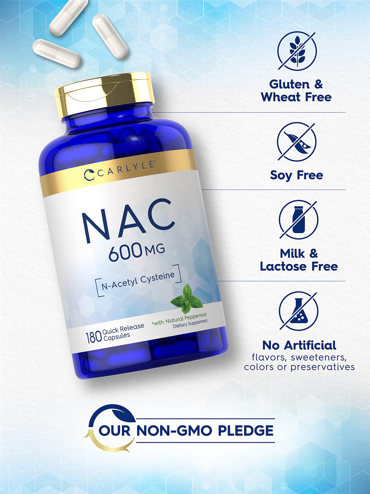 Carlyle N-Acetyl Cysteine NAC 600mg - 180 Capsules - image 4