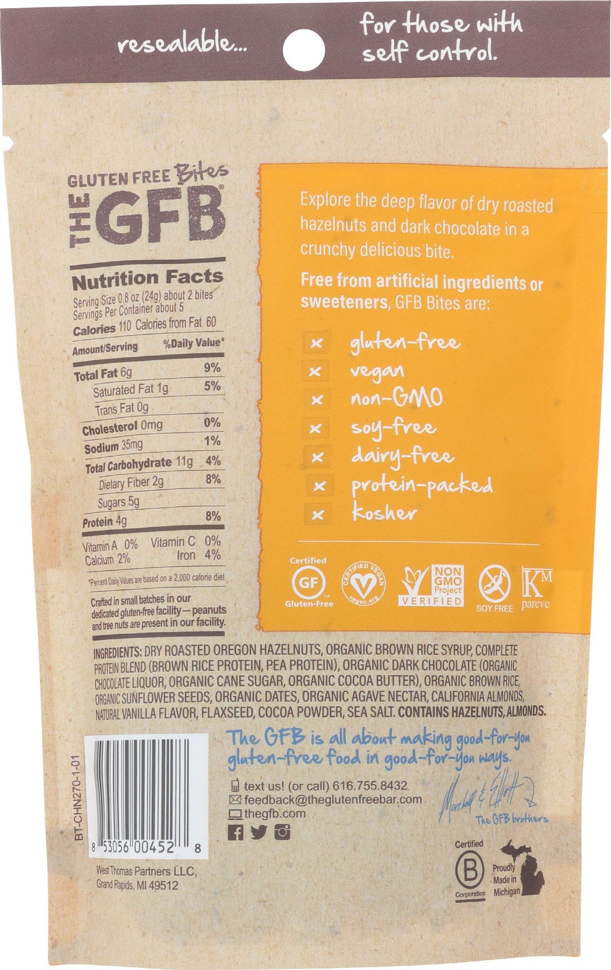 The GFB Protein Bites Dark Chocolate Hazelnut - 4 oz - image 2
