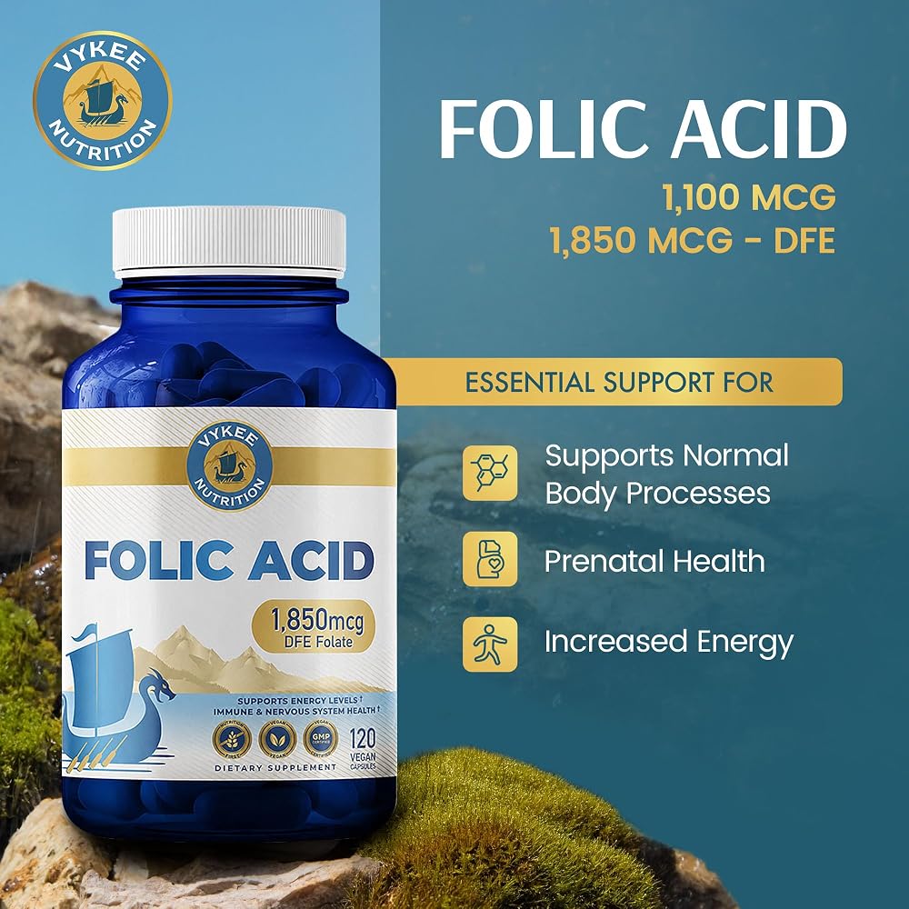 Vykee Nutrition Folic Acid 1,850 mcg DFE - 120 Capsules - image 2