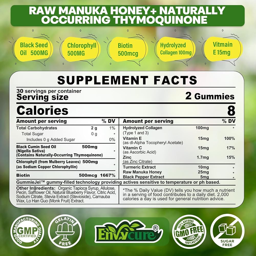 EnvyCure Black Seed Oil Gummies & Chlorophyll