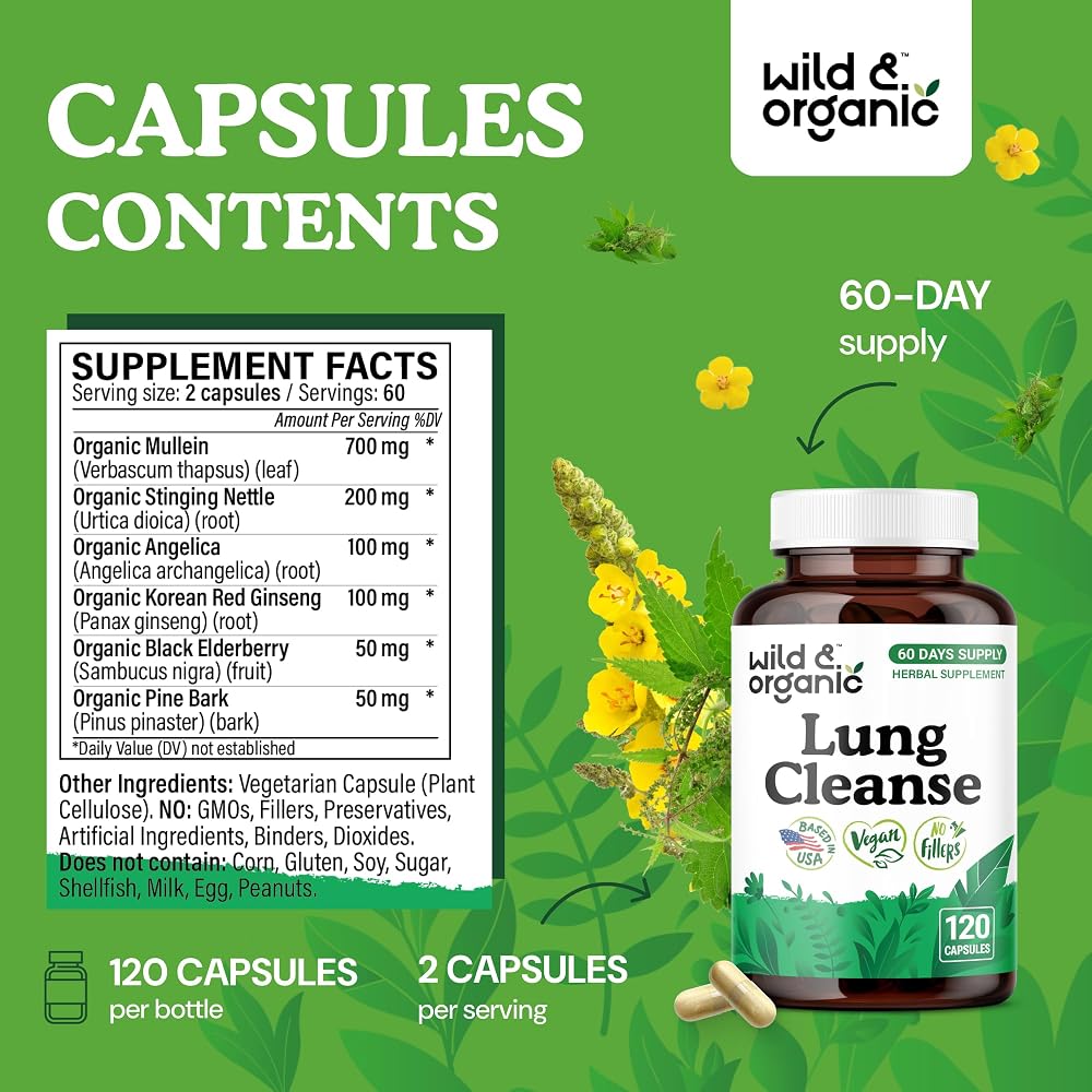 Wild & Organic Lung Cleanse Capsules - Lung Support Supplement