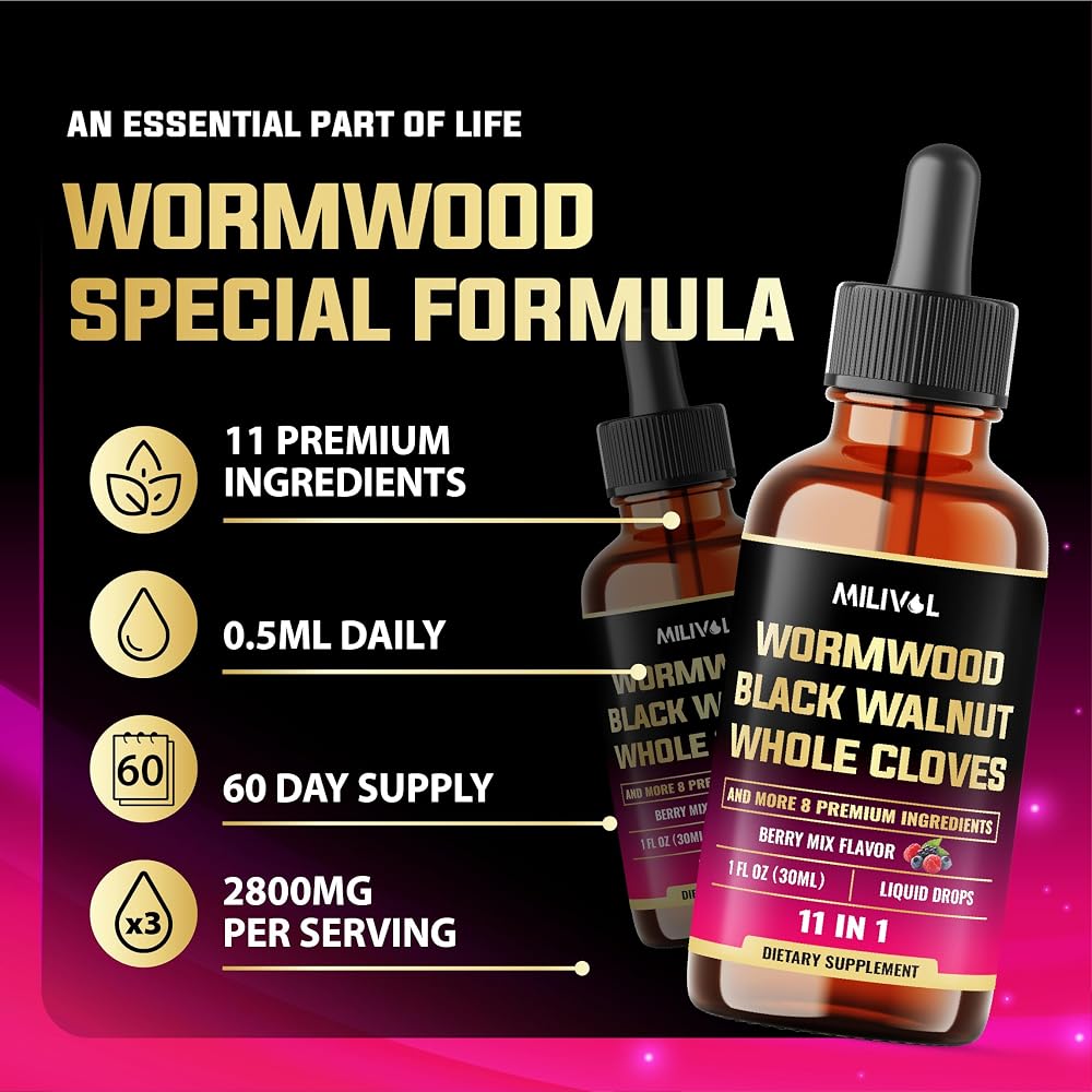 MILIVOL 11in1 Black Walnut Wormwood - Berry Mix Flavor - 1 Fl Oz