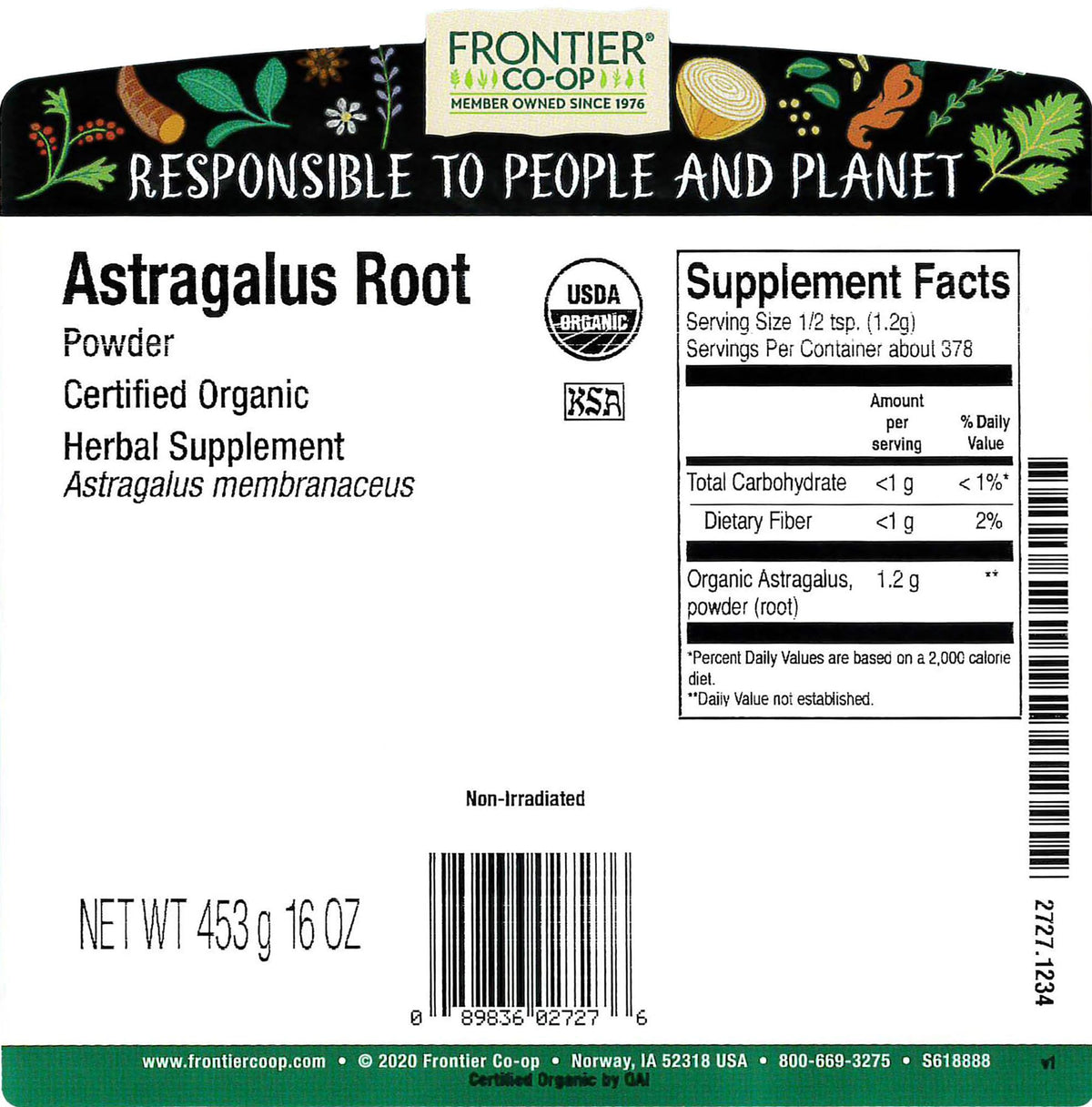 Frontier Co-op Organic Astragalus Root Powder - 1 Pound - image 2