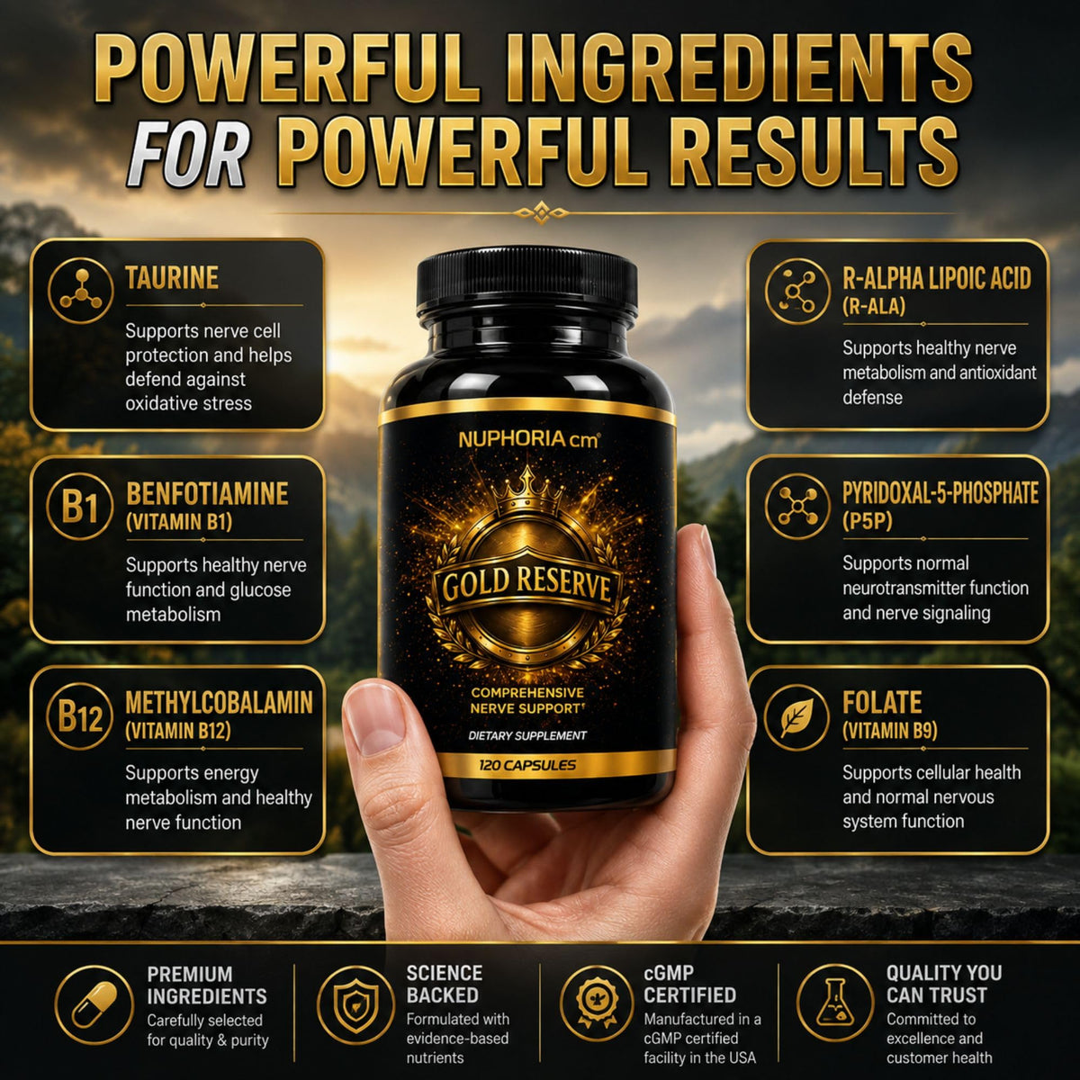 Nuphoria cm Gold Reserve Nerve Support Formula - 120 Capsules - image 3