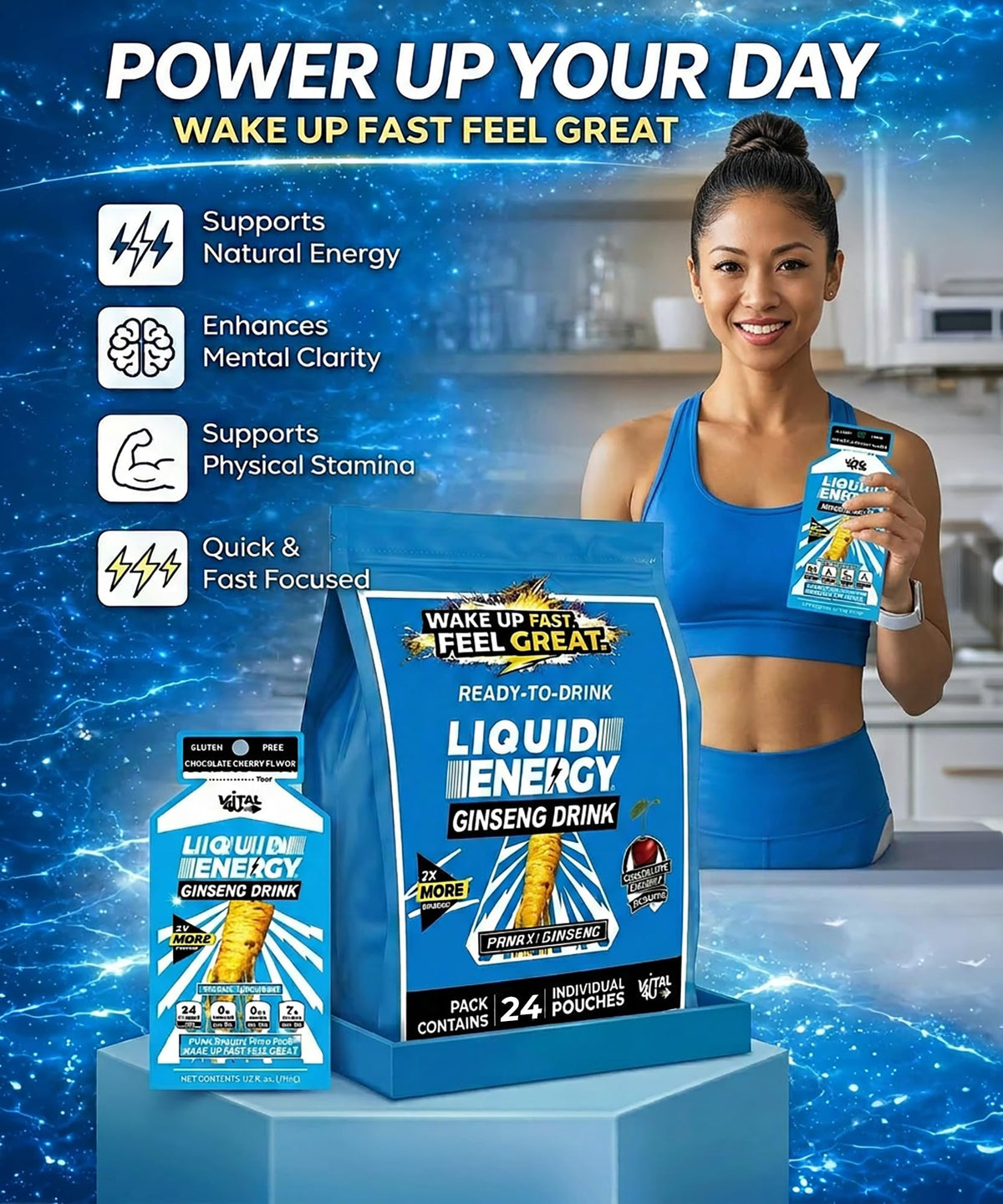 VITAL 4U Liquid Energy Ginseng Energy Shot 175mg Caffeine - 24 Count - image 5