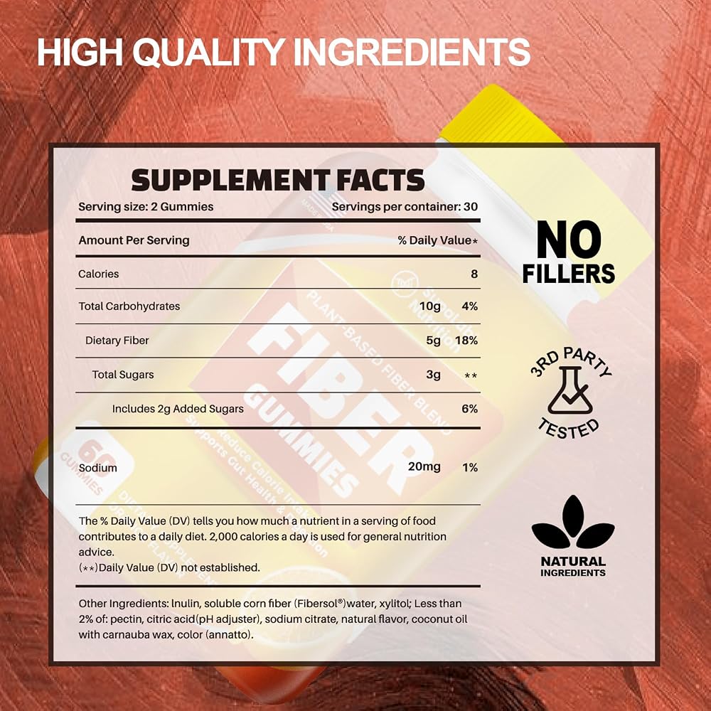 MEGNETA Fiber Gummies for Digestive Health - 60 Gummies - image 2