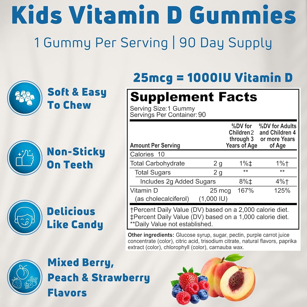 NUELATION Vitamin D3 Gummies for Kids 1000 IU - 90 Servings - image 4