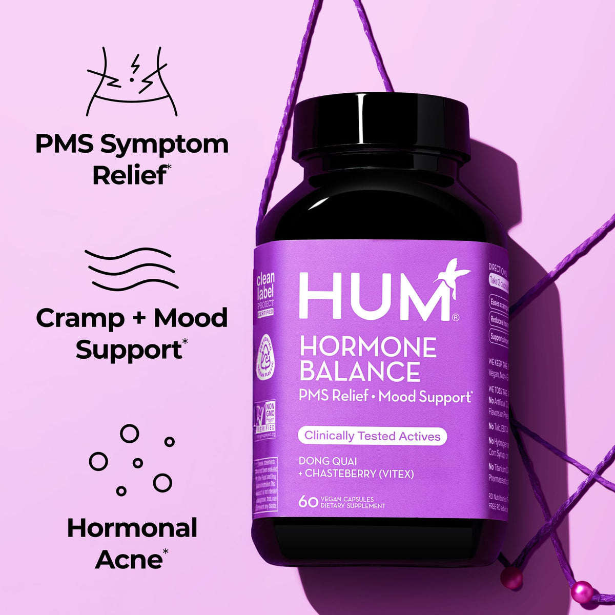 HUM Hormone Balance Supplement Chasteberry & Dong Quai - 60 Capsules - image 2
