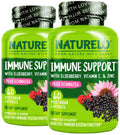NATURELO Immune Support Supplement Elderberry Vitamin C - 120 Capsules
