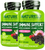 NATURELO Immune Support Supplement Elderberry Vitamin C - 120 Capsules