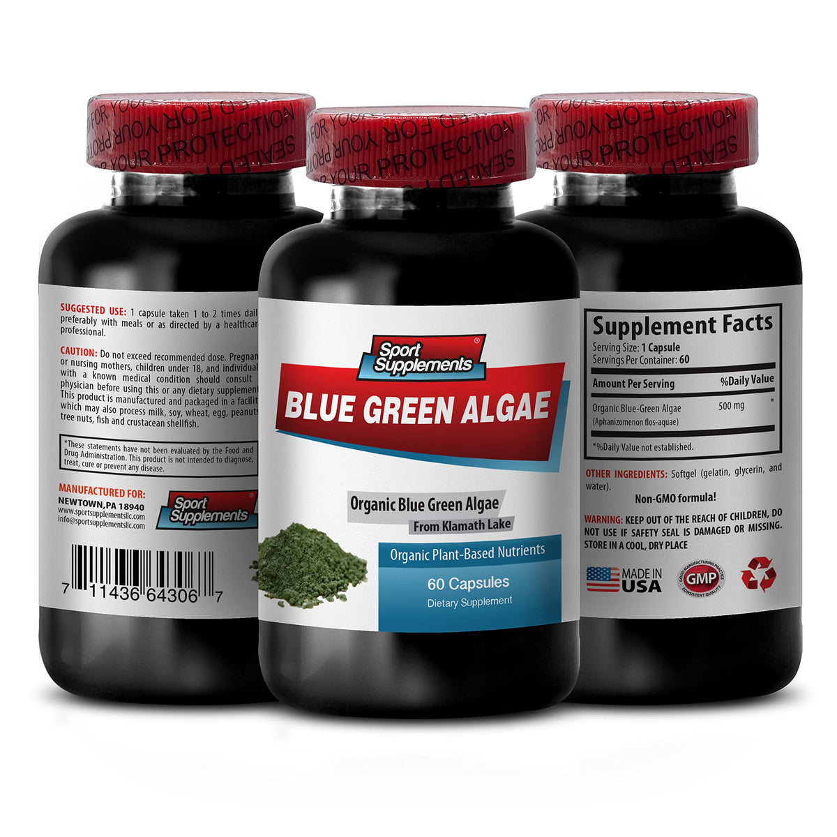 Sport Supplement Klamath Blue Green Algae 500mg - 60 Capsules