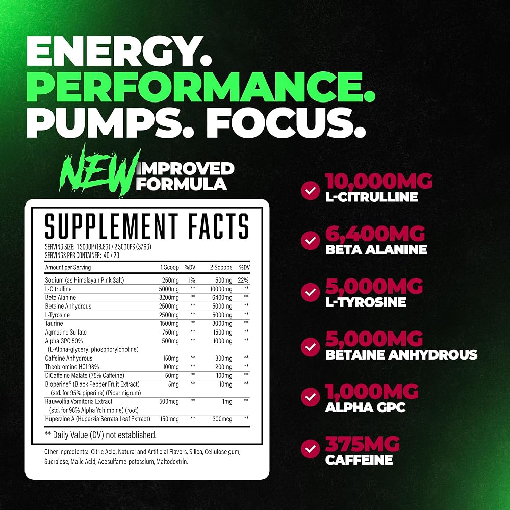 Huge Supplements Wrecked Pre Workout, Advanced Formula, Boosts