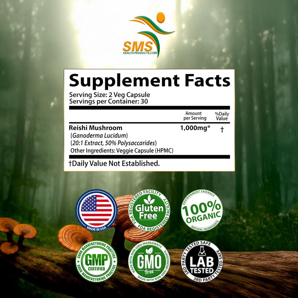 SMSHEALTHPRODUCTS.com Reishi Mushroom Extract 20:1 Immune Support - image 2