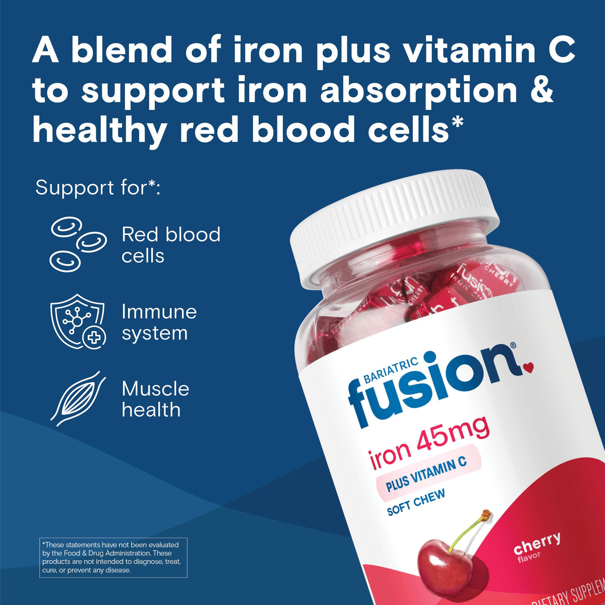 Bariatric Fusion Iron 45mg Cherry Soft Chews - 60 Count - image 2