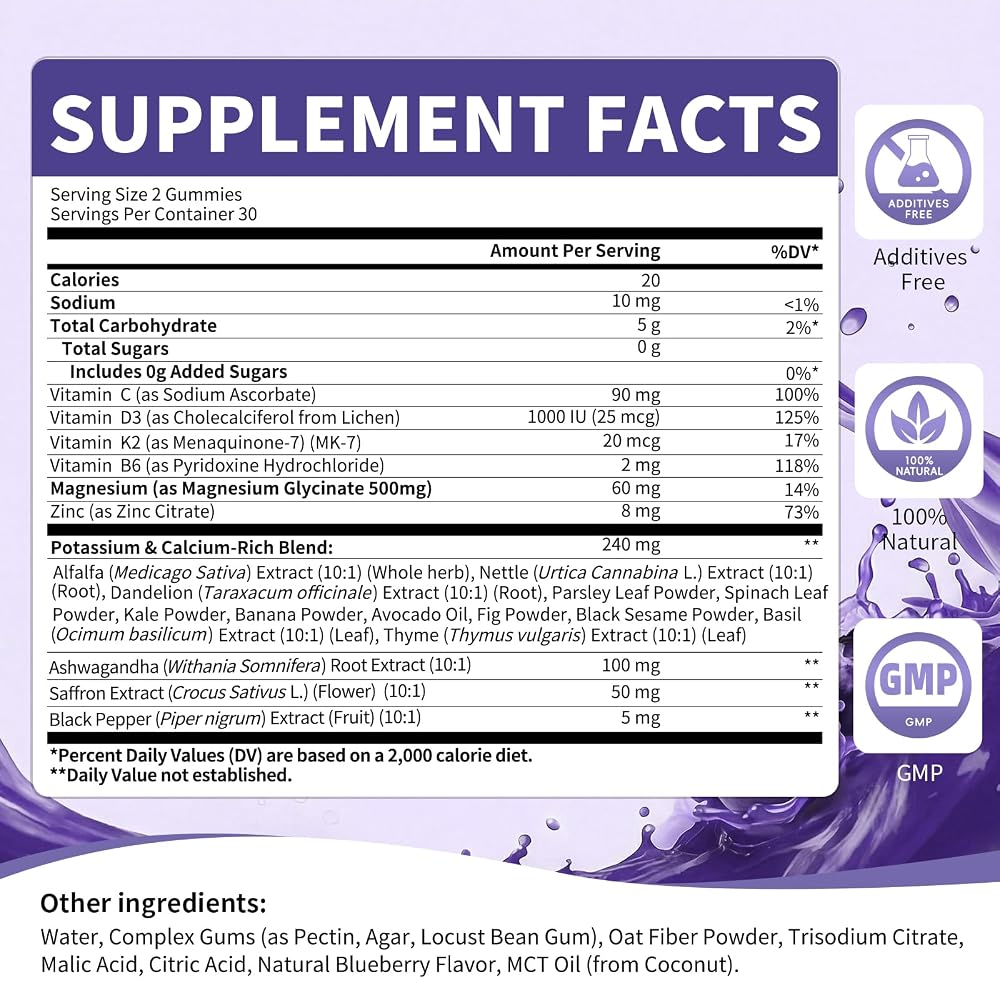 MABEFY Blueberry & Strawberry Potassium Magnesium Gummies for Sleep