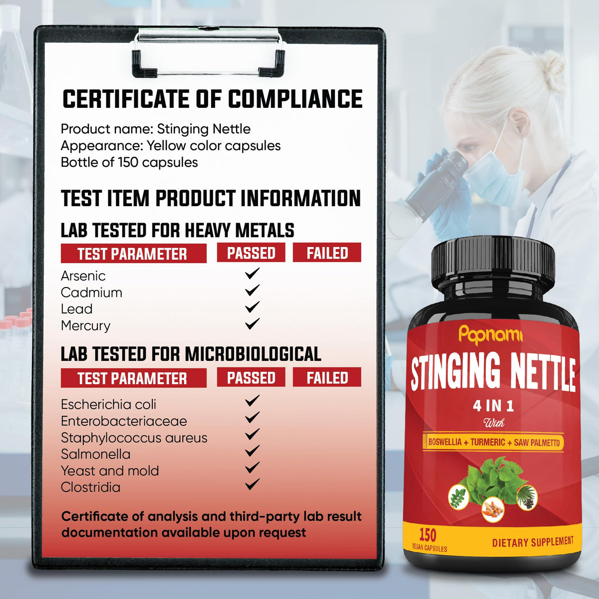 Papnami Stinging Nettle Extract 4in1 Capsules - 150 Count - image 7