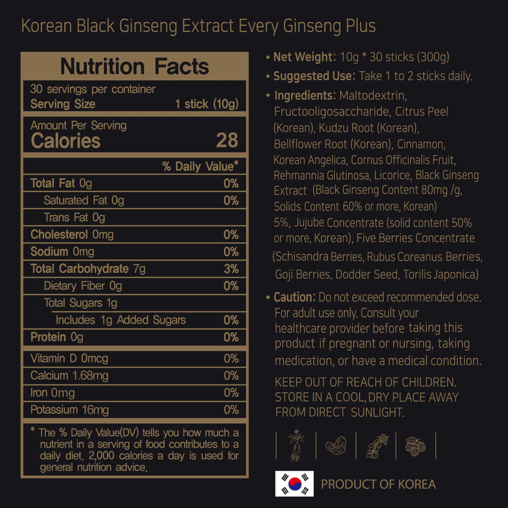 GeumHeuk Korean Black Ginseng Extract Every Ginseng Plus - 30 Sticks - image 9