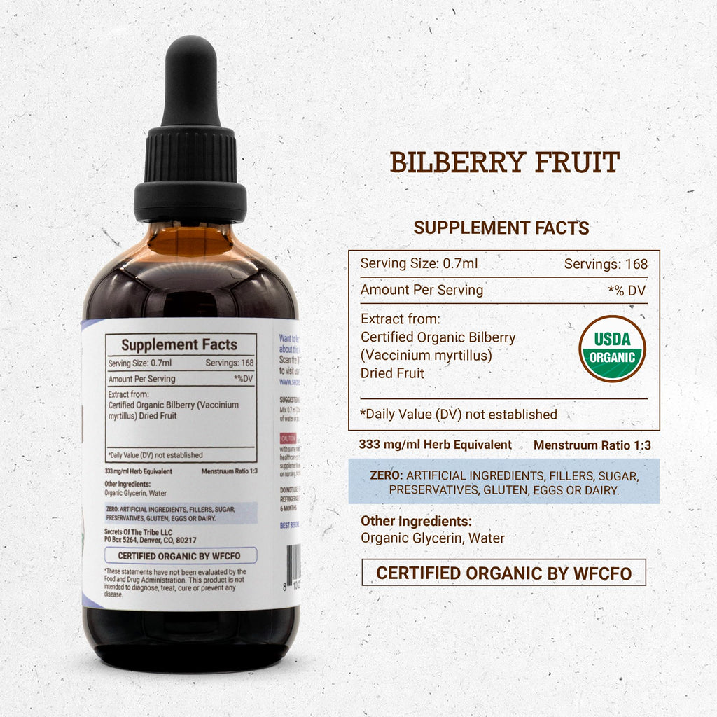 Secrets of the Tribe Bilberry Fruit Tincture Alcohol-Free Extract