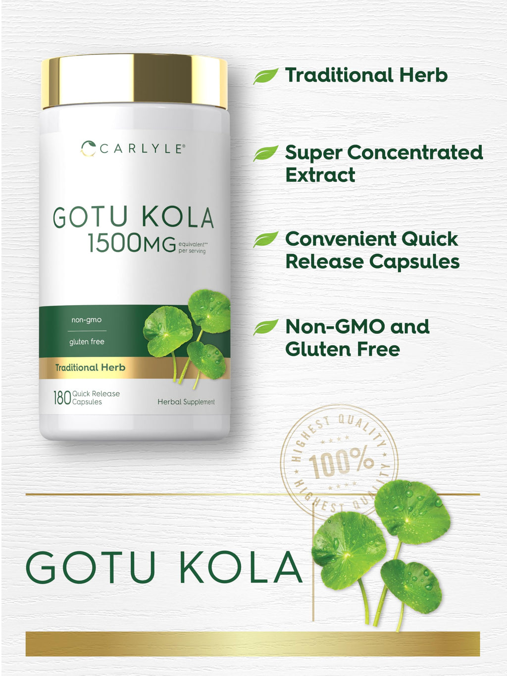 Carlyle Gotu Kola Supplement - 180 Capsules - image 4
