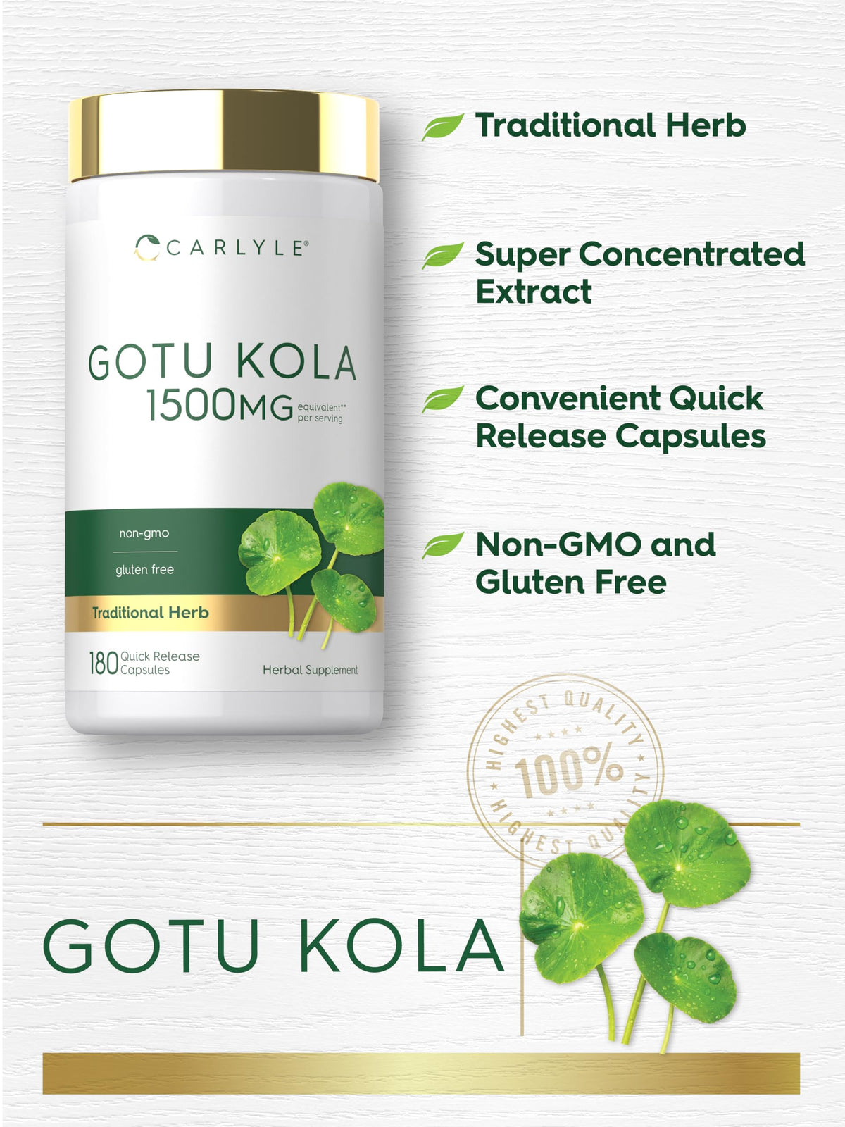 Carlyle Gotu Kola Supplement - 180 Capsules - image 4