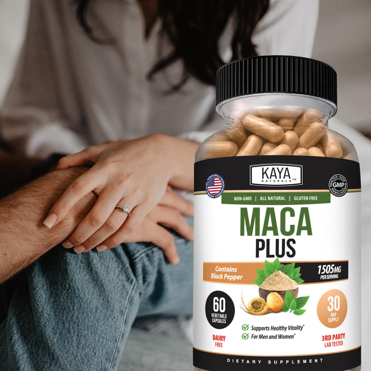 Kaya Naturals MACA Plus - Maca Root Capsules for Women and Men